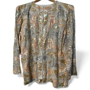 Vintage Mignon Odyssey Sequin Jacket Iridescent Gold Large